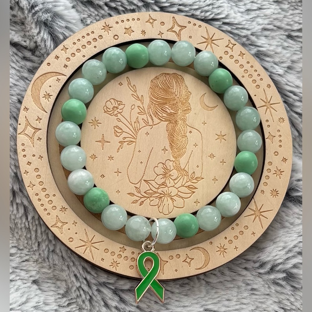 Mental Health Awareness Green Ribbon Bracelet